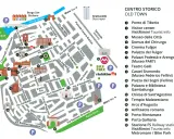 Mappa del centro storico di Rimini, con indicati monumenti, piazze e servizi.