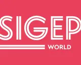 Logo bianco con scritta "SIGEP WORLD" su sfondo rosso corallo. L'evento si tiene a Rimini Fiera.
