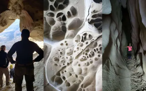 Esplorazione delle grotte di soprasasso, con formazioni rocciose uniche e panorami mozzafiato.