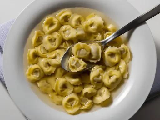 Tortellini in brodo, un classico da provare se ti chiedi cosa mangiare a Ravenna. Un piatto caldo e confortante.