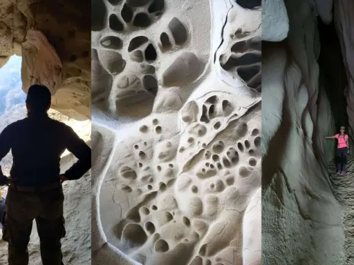 Esplorazione delle grotte di soprasasso, con formazioni rocciose uniche e panorami mozzafiato.