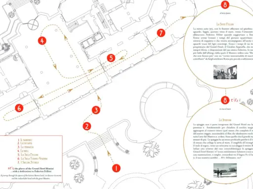 Sulle tracce di Fellini: un percorso tra i luoghi del Grand Hotel Rimini, dalla suite alla spiaggia, per rivivere la magia del Maestro.