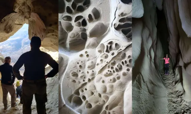 Esplorazione delle grotte di soprasasso, con formazioni rocciose uniche e panorami mozzafiato.